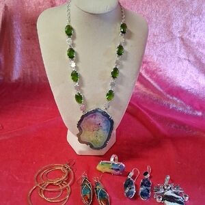 925 Silverplate Gemstone Lot with Copper and Glass